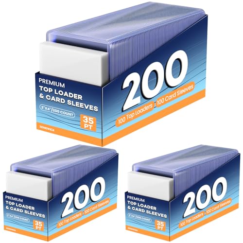 600 Card Sleeves Top Loaders for Cards, 3" x 4" Hard Plastic Toploaders | Baseball Card Protectors, Trading Card Holder for Football Sports Cards (300 Toploaders + 300 Penny Sleeves) - size: 300 Hard Sleeves + 300 Soft Sleeves