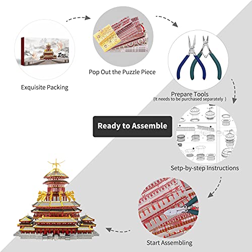 Piececool 3D Metal Puzzles for Adults, Ziwei Palacer Model Kits, Famous Chinese Architecture Model Building Kits, DIY 3D Puzzle Building Blocks Great Gift,189 Pcs - color: Ziwei Palacer