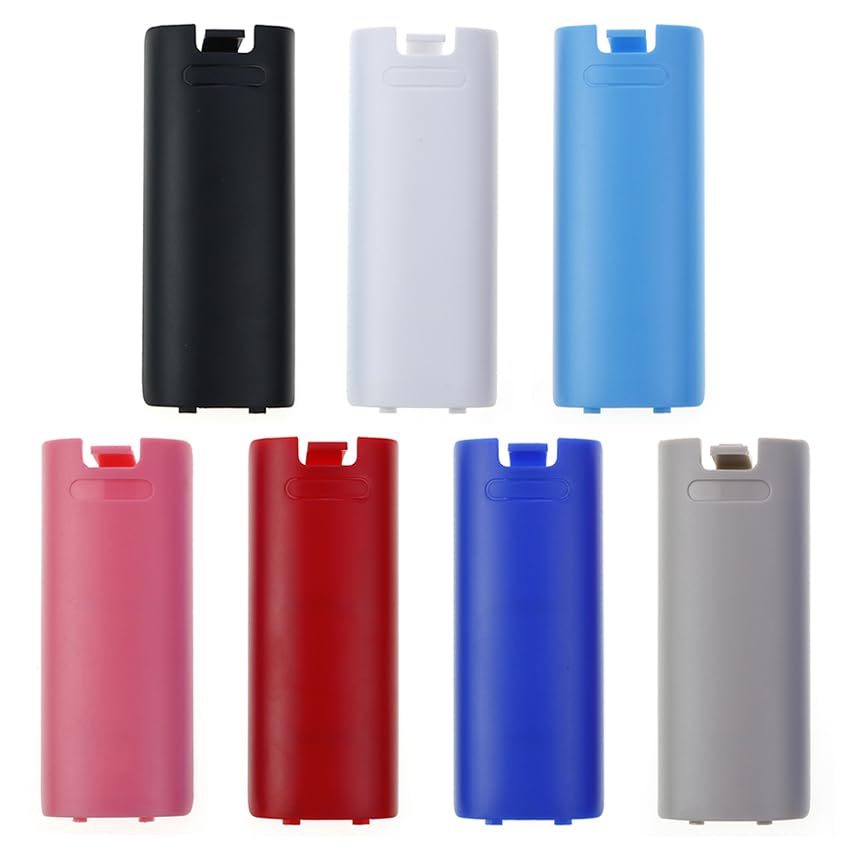 VAPXSGI 1Pcs 7 Colors Battery Cover Back Case For Wii Game Controller Remote Controller Gamepad Handle Battery Lid Door Shell Replacement (White) - color: White