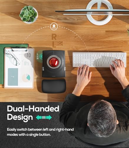 Nulea Wireless Trackball Mouse, Ergonomic 55mm Trackball, 4 Level Adjustable DPI for Precise Control, Left or Right Hand Compatible, Rechargeable, Multi-Device Bluetooth & 2.4GHz for PC, Laptop - color: A-Red