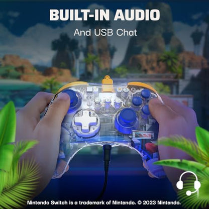 PDP REALMz Nintendo Switch Pro Controller, Customizable LED Lighting, 3.5mm Headphone Jack, Officially Licensed by Nintendo and SEGA: Sonic Superstars (Tails Seaside Hill Zone) - color: Tails