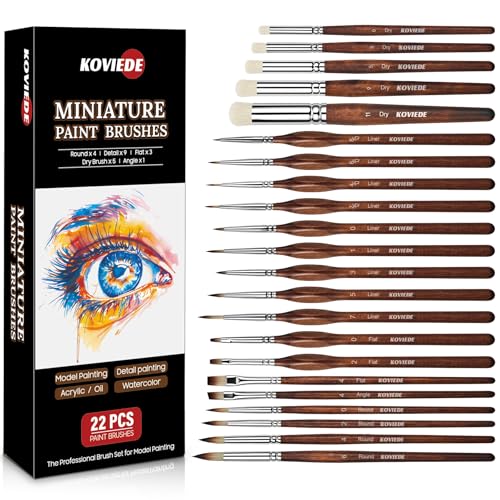 Miniature Paint Brushes Set – 22PCS Paint Brush Drybrush for Acrylic, Oil, Watercolor, Model Painting, Paint by Numbers & Crafts - size: 22 Brushes