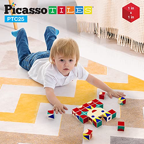 PicassoTiles Infinite Magnetic Puzzle Magic Cube Easy-Connect Brain Teaser Toy Set Magnet Pattern Block Matching Toys Free Ideabook 150+ Inspirations STEM Learning Kids Boys&Girls Age3+ PTC25 - color: 25pc Puzzle Cub