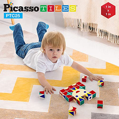PicassoTiles Infinite Magnetic Puzzle Magic Cube Easy-Connect Brain Teaser Toy Set Magnet Pattern Block Matching Toys Free Ideabook 150+ Inspirations STEM Learning Kids Boys&Girls Age3+ PTC25 - color: 25pc Puzzle Cub