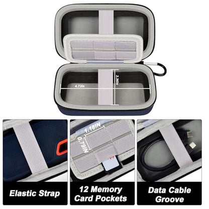 Comecase Dual SSD Case for SanDisk Extreme Portable SSD and Extreme PRO | Holds 2 Drives & 12 SD Cards, Elastic Strap Fit 500GB/1TB/2TB/4TB/8TB, Cable Groove & Carabiner for Travel,Dark Blue,Box Only - color: Dark Blue