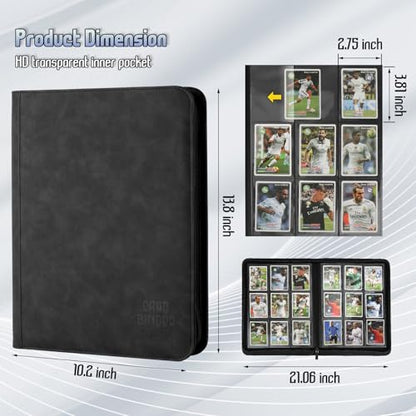 Trading Card Binder, Premium 9 Pocket Double Sided 540 Pocket PU Card Collection Binder, Collectible Trading Card Albums for MTG, TCG, Sport Card, Game Cards (Black) - color: Black