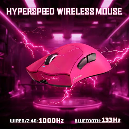 ATTACK SHARK V3 Ultra-Light Wireless Gaming Mouse,PAW3311 Sensor, 500mAh, 62g, 25KDPI 2.4G/BT/USB-C Rechargeable Wireless Mouse with 5 Programmable Buttons for Laptop,PC,Mac Gamer (Berry Red) - color: Berry Red