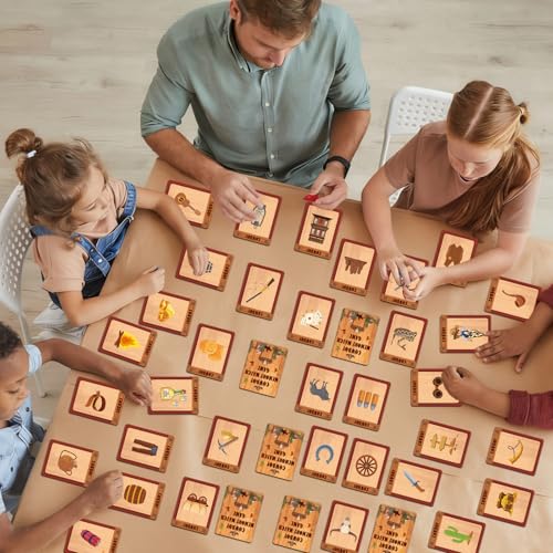 gisgfim 100 PCS Memory Matching Game Cowboy Concentration Memory Card Games for Kids Educational A Fun & Fast Western Party Favor Wild West Theme Matching Games - style: Western Cowboy