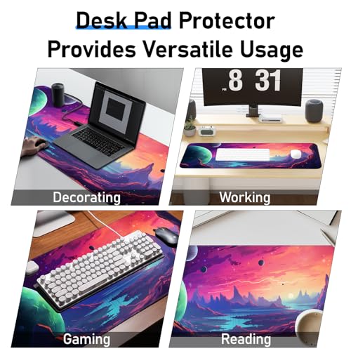Gaming Mouse Pad, Non-Slip Rubber Base, Stitched Edges, 31.5x11.8 Inch Large Mouse Pad for Desk, Computer, Laptop, Office, (Planet Universe) - color: Cosmic Color