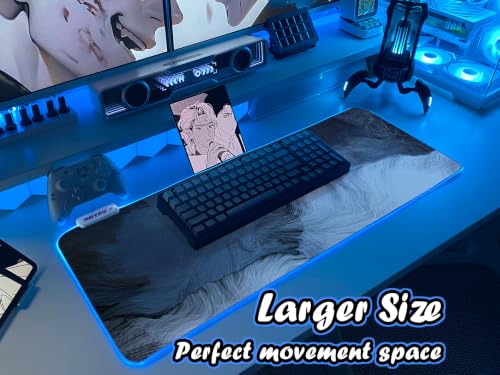 JMIYAV White RGB Gaming Mouse Pad 31.5x12 Inch PC XL Large Extended Glowing Led Light Up Desk Pad Non-Slip Rubber Base Computer Cute Mousepad Mat Desk Accessories Gaming Setup 94-673 - color: Deep Surge