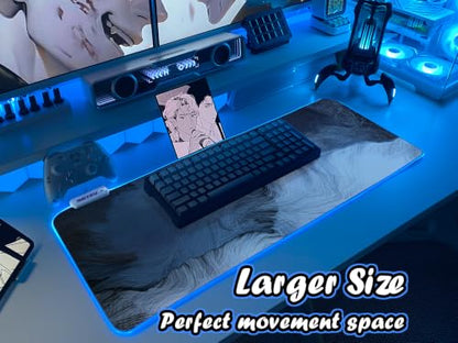 JMIYAV White RGB Gaming Mouse Pad 31.5x12 Inch PC XL Large Extended Glowing Led Light Up Desk Pad Non-Slip Rubber Base Computer Cute Mousepad Mat Desk Accessories Gaming Setup 94-673 - color: Deep Surge