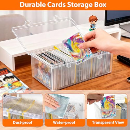 SAMYUCHO Trading Card Storage Box with 2 Dividers for 500 Sports Cards, Plastic Bulk Display Holder Collection Organizer Cases Container Fit for Baseball Football Playing Game Magic Cards 2 Pcs - size: 2 Pcs