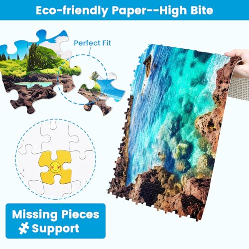 2 Pack 1000 Piece Puzzles for Adults - Beach, Coconut Tree, Reef Landscape Jigsaw Puzzles - 2000 Pieces Total - color: Beach Coconuttree Reef