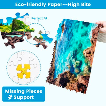 2 Pack 1000 Piece Puzzles for Adults - Beach, Coconut Tree, Reef Landscape Jigsaw Puzzles - 2000 Pieces Total - color: Beach Coconuttree Reef