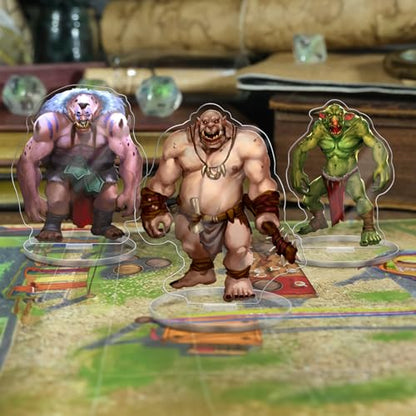 Skinny Minis Ogres & Trolls Miniatures for RPG Tabletop Games, 8 Large Flat Minis with Bases, 5e & Pathfinder Monster Minis, D&D Compatible, 2D Miniatures for TTRPG