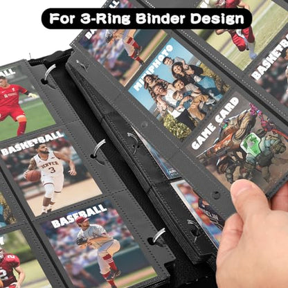 450 Pockets Trading Baseball Card Sleeves Binder, 25 Pages Double-Sided Protector Sports Card Binder Fit for MTG YU-GI-OH Cards, Football Cards, Game Cards, Standard Sized Cards for 3-Ring Binder - size: 450 Pockets