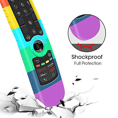 Silicone Case for LG AN-MR21GA 2021 Remote Control [Shockproof] Anti-Slip Protective Cover for LG MR22GA MR23GA MR24GN Magic Remote 2022 2023 2024 Case Sleeve Holder Protector Skin (Rainbow) - color: Rainbow