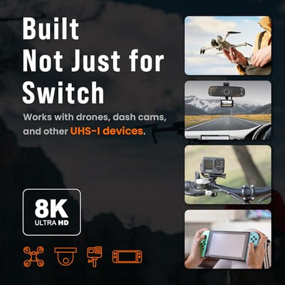 MMOMENT 512GB Micro SD Express Card for Nintendo Switch 2, PCIe Gen3x1, MM29 Model, Up to 880MB/s Read and 650MB/s Write Speed, Black/Orange, Water Resistant Gaming Memory Card - size: 512GB