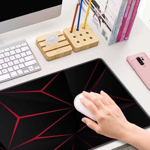 Mouse Pad Gaming, Large Mouse Pads for Desk, Keyboard Mouse Mat Desk Pad, Non-Slip Rubber Base with Stitched Edges Mousepad, 31.5x11.8 inch Abstract Polygonal Triangle Dark Red - color: Abstract Polygonal Triangle Dark Red