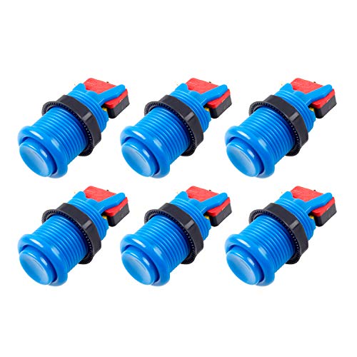 EG STARTS 6X American Style Standard Arcade Buttons Switchable Happ Type 30mm Push Button 3/16" Terminal for Jamma Mame Kit Parts (Blue) - color: Blue