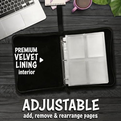 Trading Card Binder Small 4 Pocket,capacity of 400 Cards, 50 Clear Sheets Included, 3 Rings And Zipper, Cards Binder, Collector Binder, Water Proof with Dragon Design (Blue and Red, Small) - color: Blue and Red, size: Small