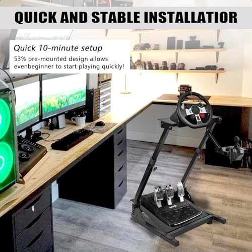 Hopky Racing Wheel Stand, Adjustable & Foldable Steering Wheel for Logitech G920 G29 G25,G27 Gaming Steering Wheel Stand, Pedals & Wheel Not Included