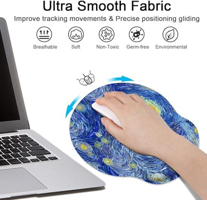 Ergonomic Mouse Pad Set with Wrist Rest, Abstract Night Sky | Starry Galaxy Non-Slip Rubber Base Wrist Cushion Support and Coasters Mousepad with Wrist Support for Computer Keyboard - color: Abstract the night sky