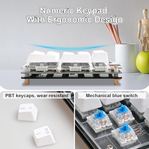Icstation Numeric Keypad Soldering Practice Kit, 17 Key USB Hot-Swappable Blue Switches Mechanical Number Pad with PBT Keycaps STEM Soldering Project for School Learning Hobbyists Laptop PC Computer