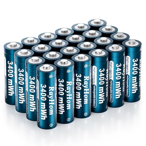 24 Pack 3400mWh High Capacity AA Lithium Rechargeable Batteries | 1.5V Constant Output, 1600+ Cycles - color: 24AA
