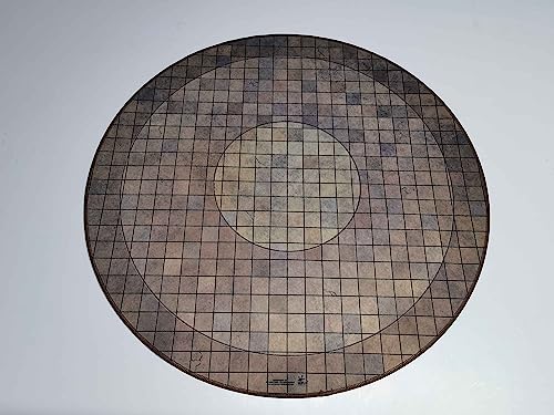 24" Diameter Dungeon Floor Playmat with 1" Grid Stitched Edging, Double-Sided with Universal Dungeon Terrain