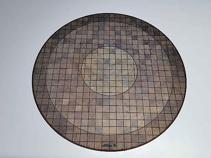 24" Diameter Dungeon Floor Playmat with 1" Grid Stitched Edging, Double-Sided with Universal Dungeon Terrain