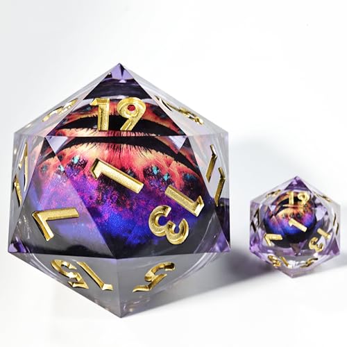 Mini Planet 50mm Chonk D20 DND Role Playing Games and RPG Tabletop Game Liquid Core Dragon Eyeball Sharp Edge Polyhedral Dice - color: Dragon Eye Dice 6
