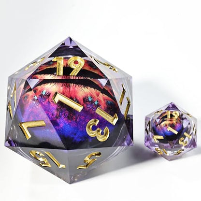 Mini Planet 50mm Chonk D20 DND Role Playing Games and RPG Tabletop Game Liquid Core Dragon Eyeball Sharp Edge Polyhedral Dice - color: Dragon Eye Dice 6