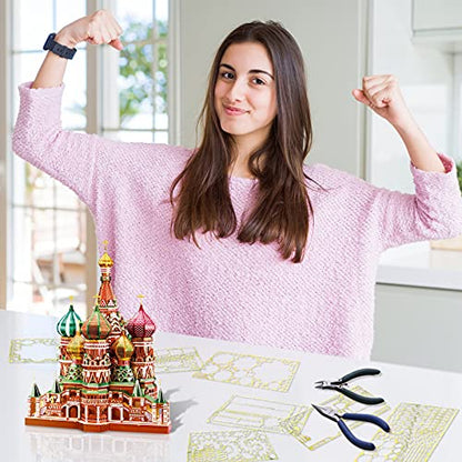 Piececool 3D Metal Puzzle Model Kits Saint Basil’s Cathedral Metal Building Kit for Adults, Brain Teaser DIY Model for Teens Man Woman Family-711 Pcs - color: Multicolors