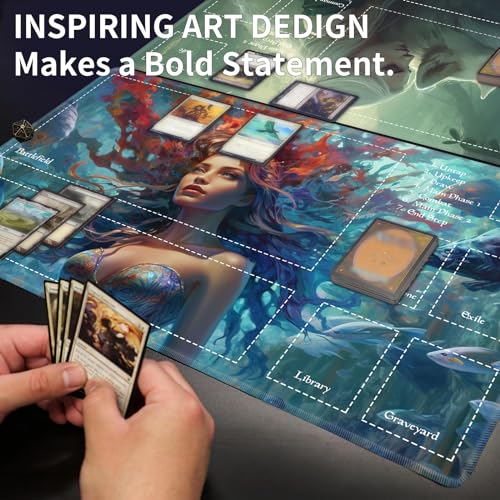 Playmat 24" x 14" Game Mats Tabletop Magic for MTG/TCG Cards, Trading Card Game Playing Stitched Play Mats Commander Deck Gaming Desk Mat Card Gameplay Mats, Elven Maiden with Wolf - color: Elven Maiden With Wolf, size: 24"X14"