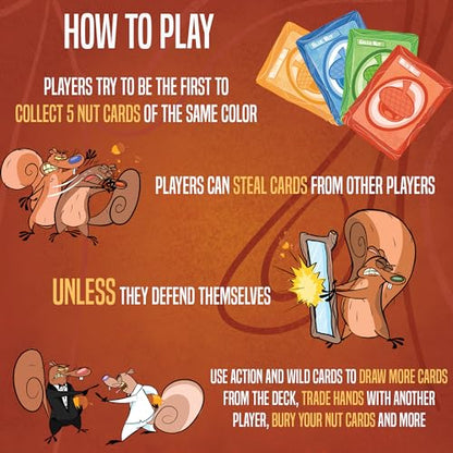 Squirrel Smackdown - The Fast Paced Family Card Game for 2-4 Players | A Twist on the classic "collect 5" game where you steal and strategize to get your set of nuts first - Ages 8+