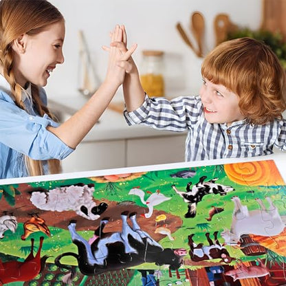 Jumbo Floor Puzzle for Kids,48 Piece Farm Animal Jigsaw Puzzle Ages 3-8 | Barn Puzzle,Extra-thick Cardboard,Preschool Learning Toy,35x24 in Completed,Children Educational Gift for Boys and Girls - style: Farm Animal