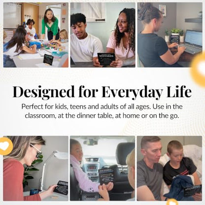 Executive Functioning Mindset Cards – 52 Daily Habit Cards for Focus, Organization & Follow Through – for Kids, Teens & Adults – Includes Wooden Display Stand – Gift for Teachers & Parents - style: Executive Functioning