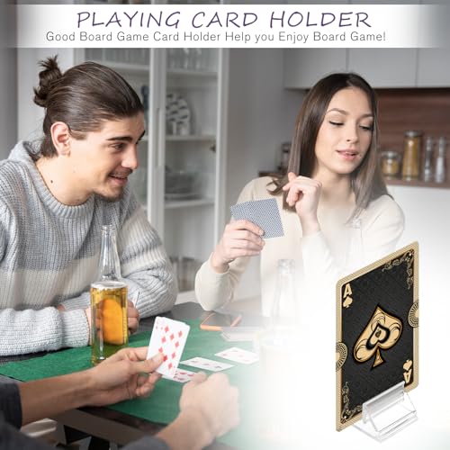 72 Pcs Plastic Game Card Stands Holders Table Number Clear Acrylic Business Cards Holder DIY for Display Paper Piece Pictures Clip Price Board Photos Memos Menus Labels Stand