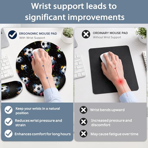Soccer Keyboard Wrist Rest Pad Ergonomic Mouse Pad Set,3 in 1 Memory Foam Mouse Pad with Non Slip Base for Office and Home - color: Soccer