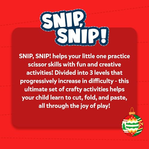 Skillmatics Scissor Skills Preschool Activity Book – Snip Snip Christmas | 25 Cutting Activities for Preschoolers, 2 Child–Safe Scissors, Felt Craft Kit, Fun Gift for Kids Ages 3, 4, 5, 6, 7 - style: 6. Holiday Magic