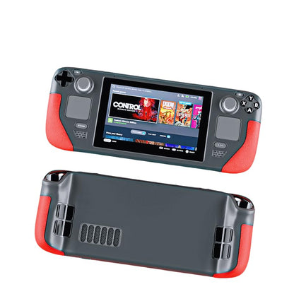 Steam Deck Protective Case - Lightweight Shockproof Silicone Cover with Anti-Slip Grip | Full Body Protection for Valve Gaming Console | Travel-Friendly Case & Accessories (Red + Black) - color: Red + Black