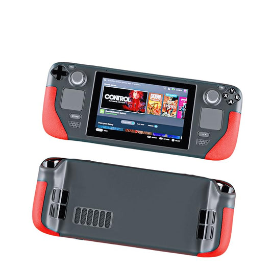 Steam Deck Protective Case - Lightweight Shockproof Silicone Cover with Anti-Slip Grip | Full Body Protection for Valve Gaming Console | Travel-Friendly Case & Accessories (Red + Black) - color: Red + Black