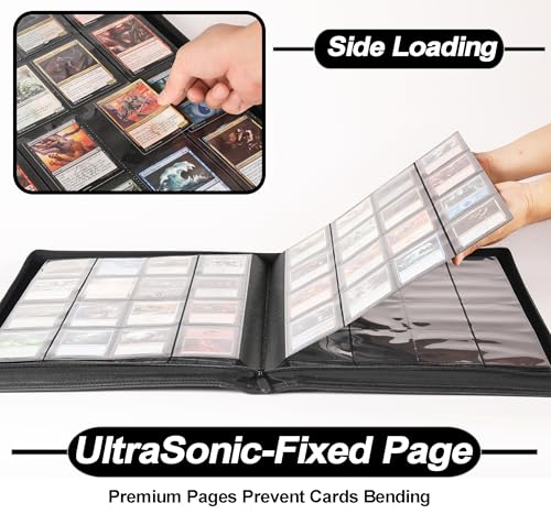 D DACCKIT Card Binder 16 Pocket - Fits 1024 Cards，4X4 Ringless Card Album with Sleeves for Trading Cards & Sports Cards（Model A，Classic Black） - color: Classic Black