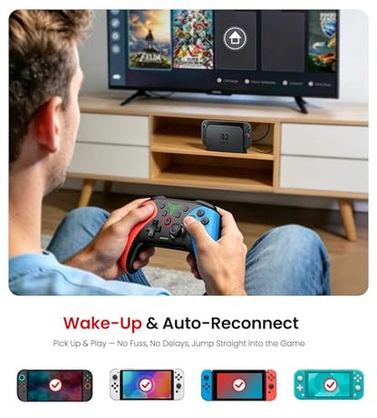 Wireless Switch Controller for Nintendo Switch/Switch 2/Lite/OLED Controller, Switch Controller with a Mouse Touch Feeling on Back Buttons, Extra Switch Pro Controller with Wake-up,Programmable, Turbo Function - color: Red+Blue