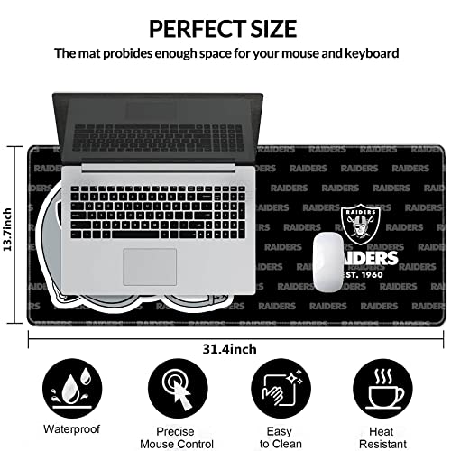 Stitched Edges Mouse Desk Pad,Large Gaming Mouse Pad for Laptop Computer Desktop Keyboard,Black Gray Design Mat for Football Sport Fans Mousepad