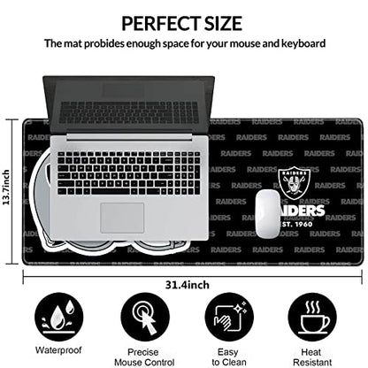 Stitched Edges Mouse Desk Pad,Large Gaming Mouse Pad for Laptop Computer Desktop Keyboard,Black Gray Design Mat for Football Sport Fans Mousepad