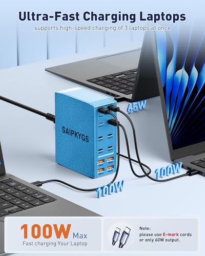 USB Charging Station (1000W),12-Port USB C Charger Block with Dual 100W PD USB-C Fast Charging Station Hub for MacBook Pro/Air/All iPad Phone 17/16 15/14/13/Pro Max/Samsung Galaxy Note(Blue) - color: Blue