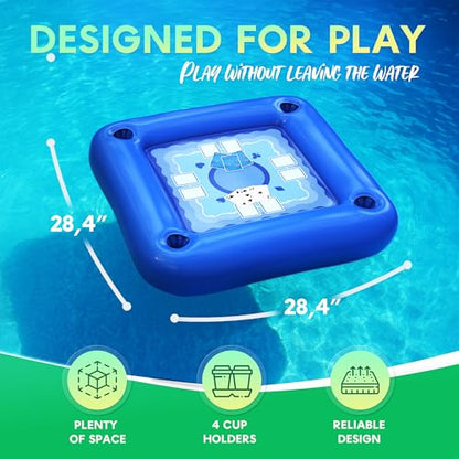 DIMROM Floating Table for Pool with Cup Holders – Adult Pool Games with Waterproof Cards – Pool Float Games – Perfect for Party, Snacks, Drinks, Hot Tub & Summer Fun