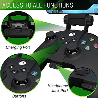 Orzly Xbox Series X Controller Mobile Gaming Clip, Xbox Controller Phone Mount Adjustable Phone Holder Clamp Compatible with Xbox Series X|S, Xbox One, Xbox One S, Xbox One X - Carbon Black - color: Carbon Black